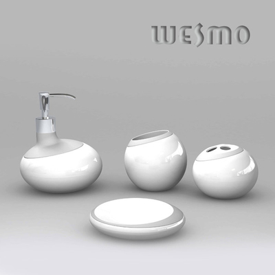 White Oval Shape Ceramic Bathroom Accessory Set